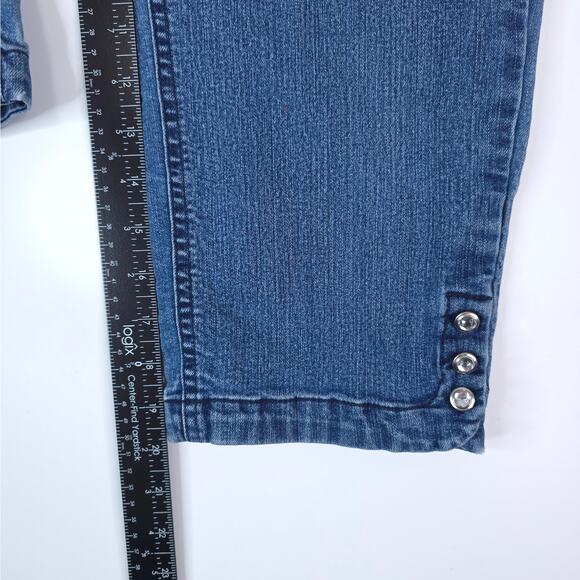 Chicos Jeans Womens 0 (30x20) Blue Crop Capri Stretch Denim Bling - Picture 7 of 9
